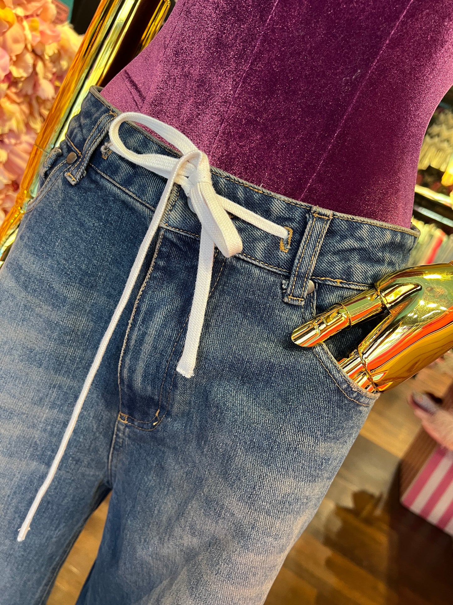 Front street jeans denim con laccetto vestibilita’ ampia