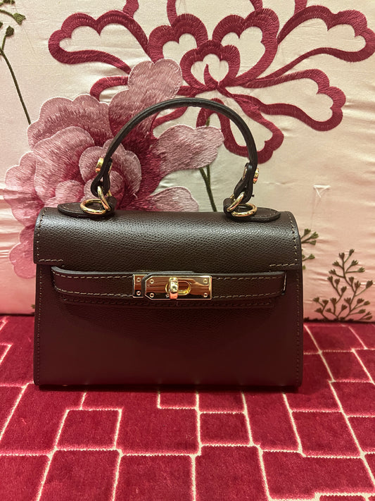 Borsa a mano in pelle testa di moro con tracollina