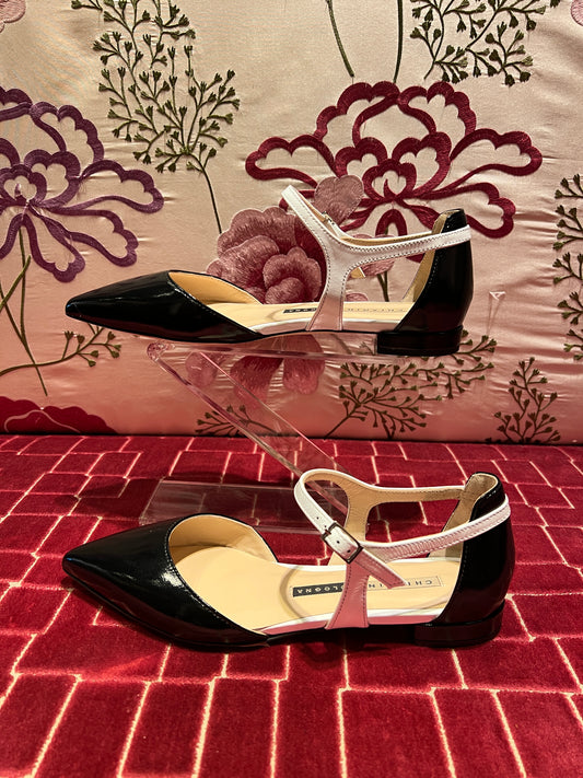 Chiarini Bologna -50% di sconto ballerina pelle nera e bianca