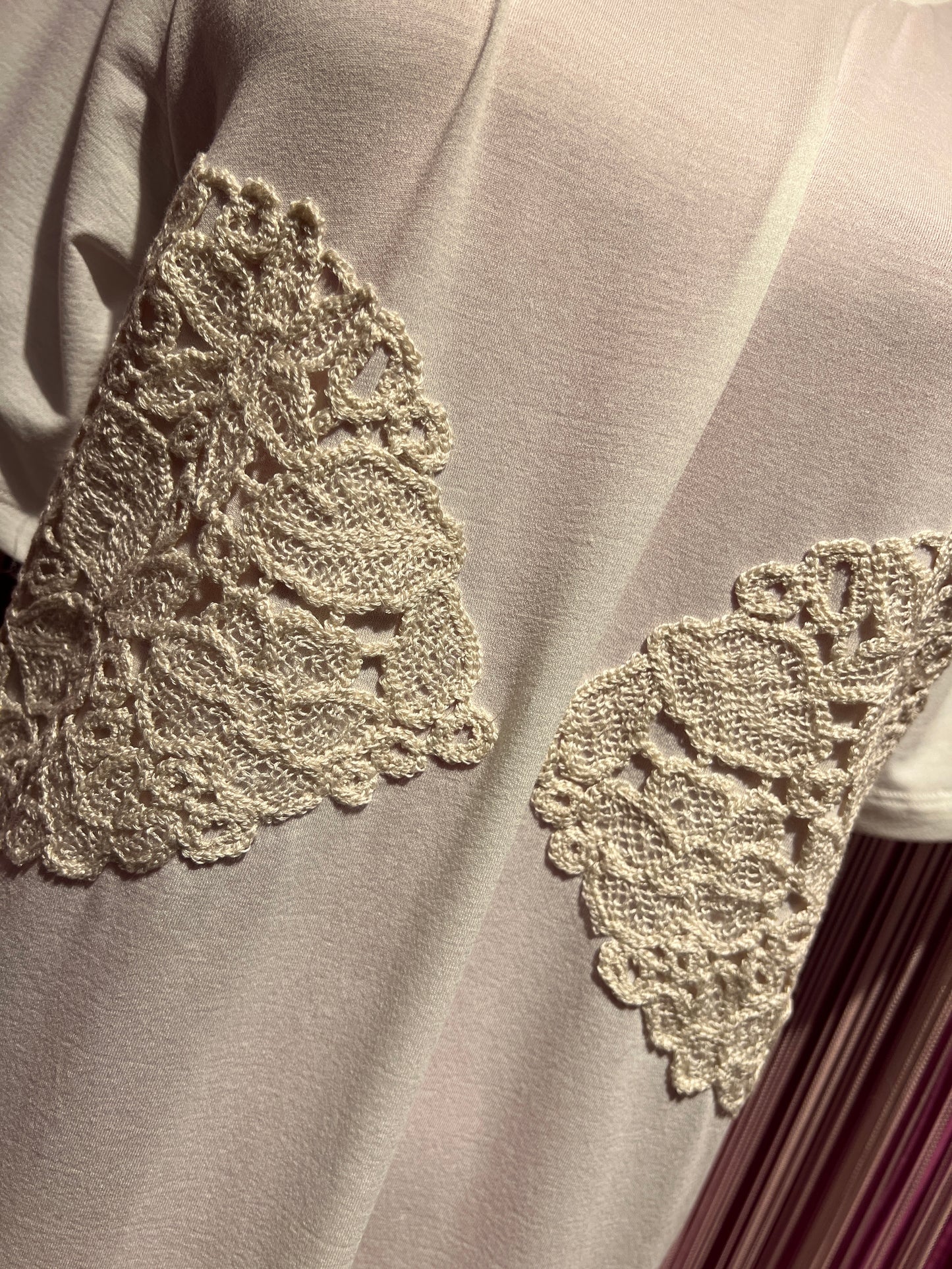 Cinzia Cortesi abito lungo mezza manica con applicazioni crochet