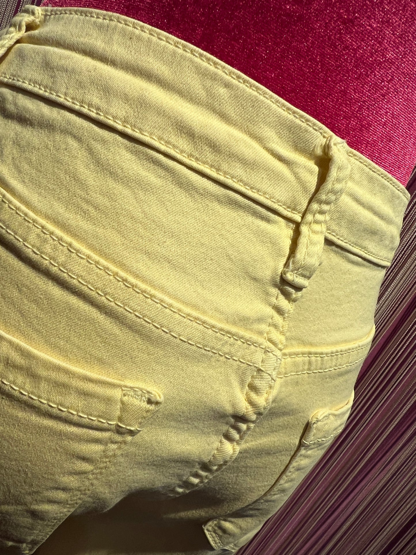 Mon amour Paris pantalone 5 tasche cotone elasticizzato sfrangiato a zampetta banana
