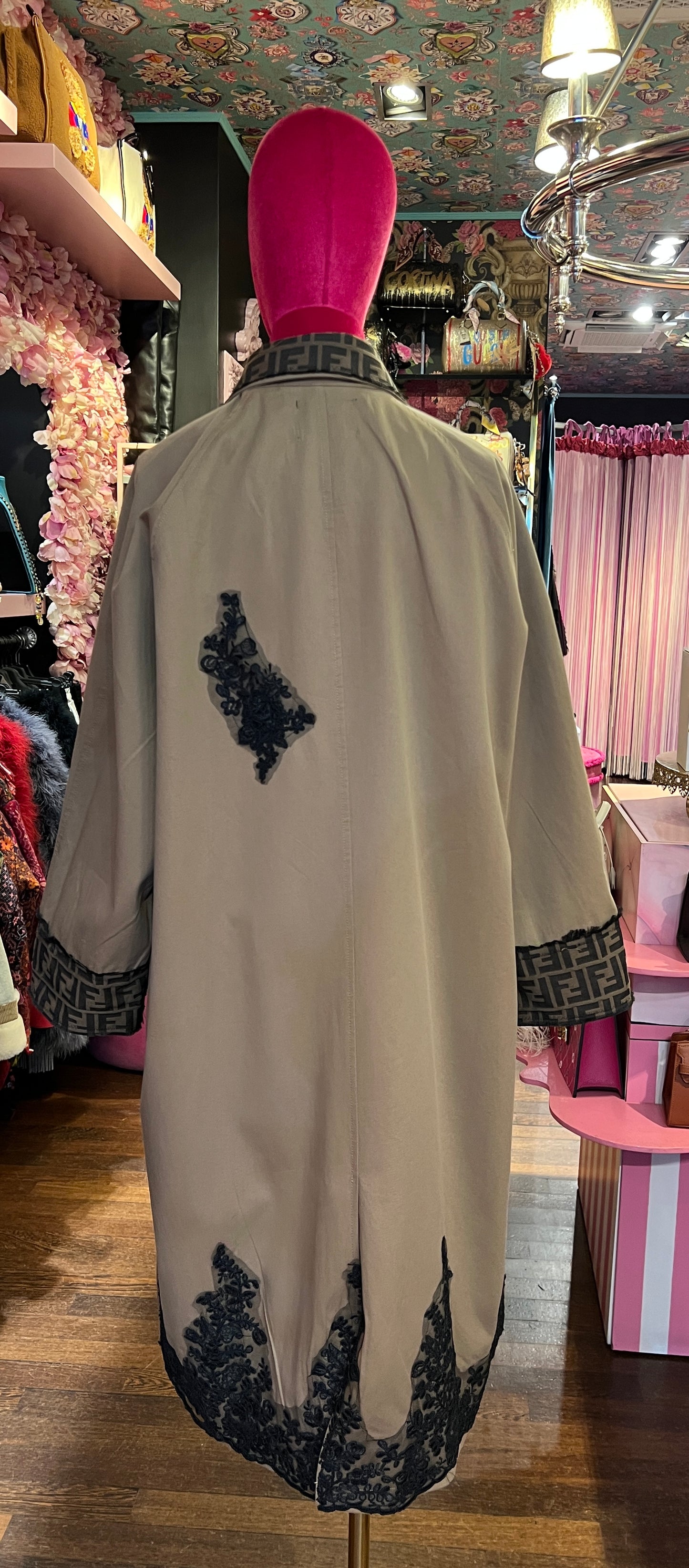 ABpink🩷 trekkina stoffa vintage con pizzo nero