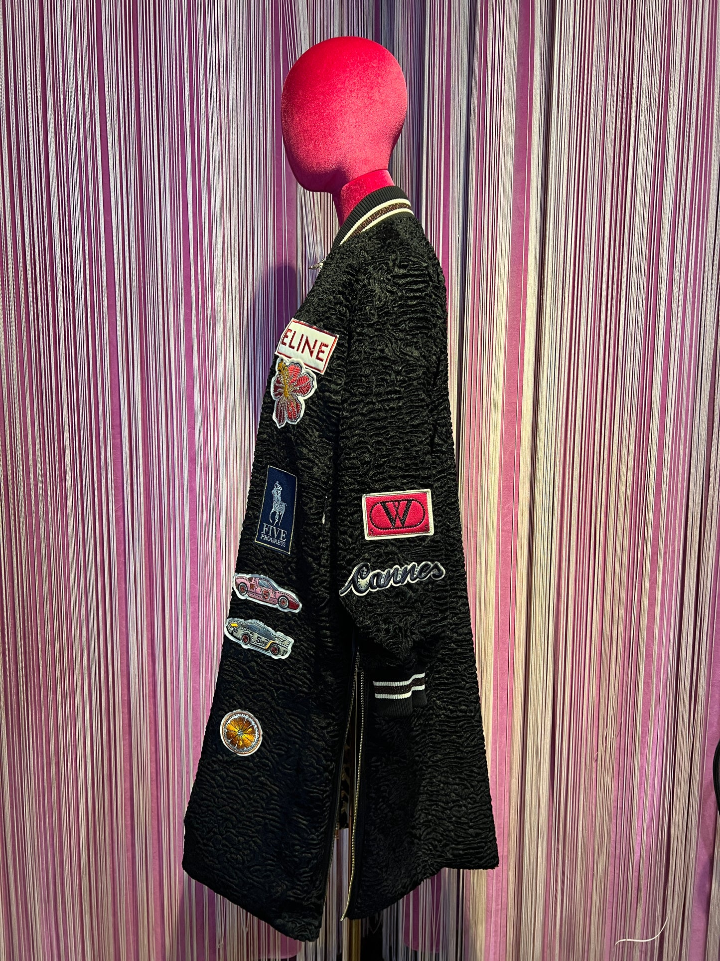 5 Progress cappotto ecopelliccia astrakan con patch