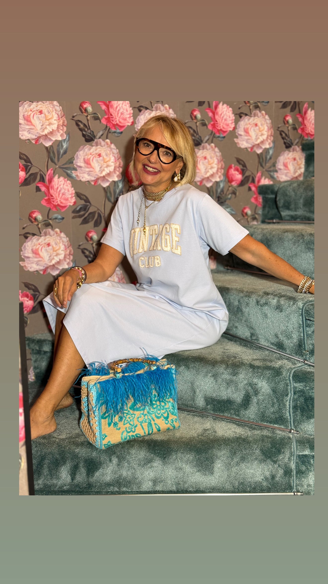 Mon amour Paris abito celeste scritta vintage club