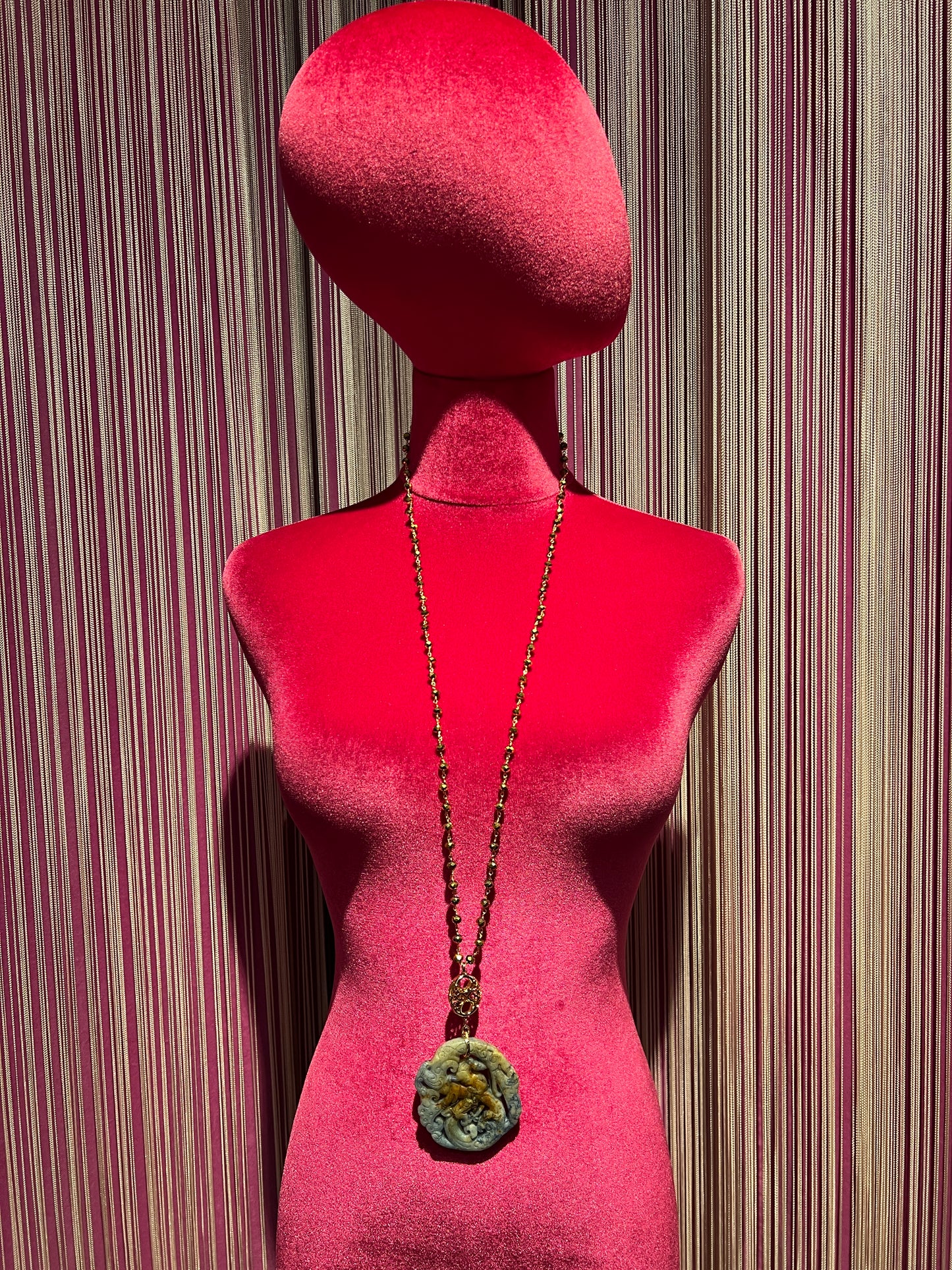 Lara 11 collana lunga pietre bronzo pendente celeste