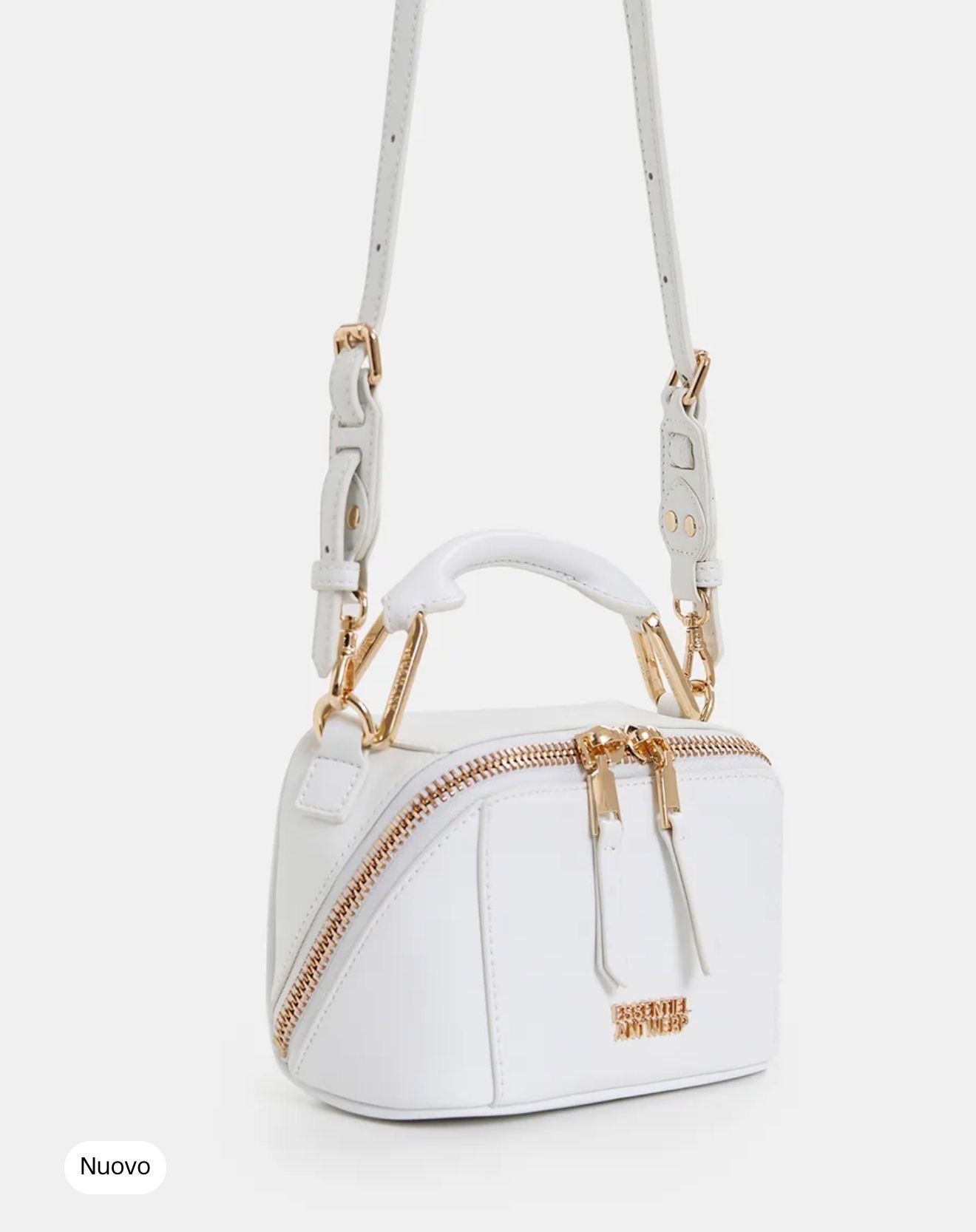 Essentiel antwerp borsa mini bianca con tracolla in pelle