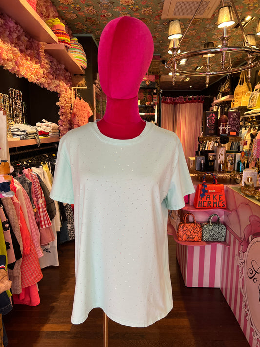 The room t shirt verde cotone pois cristalli