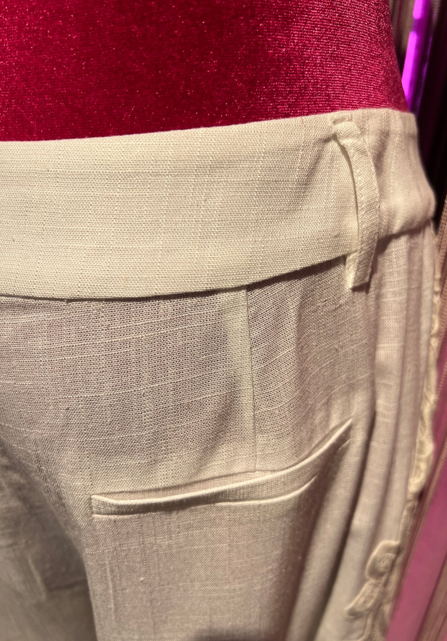 Amosa -50% di sconto pantalone panna con pizzo laterale e sul fondo