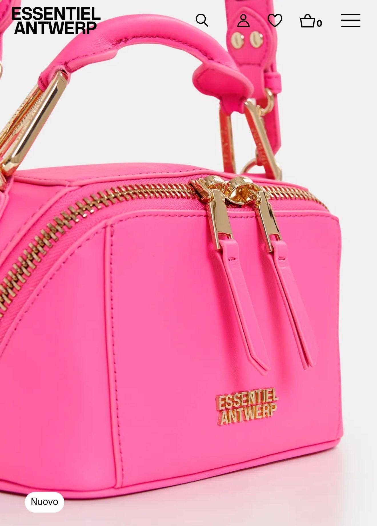 Essentiel antwerp borsa mini rosa fucsia con tracolla in pelle