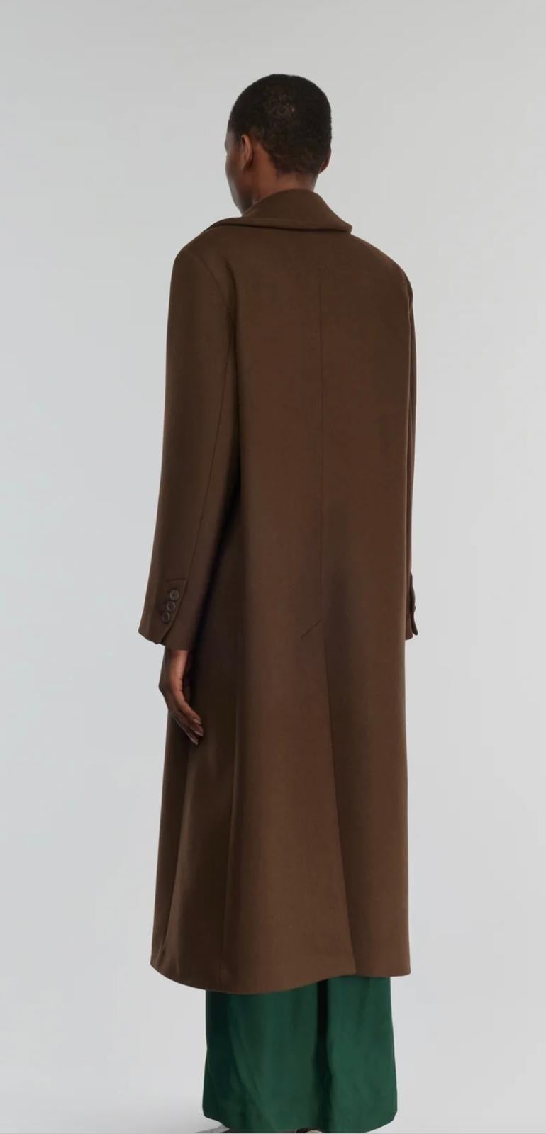 Semicouture cappotto cioccolato in panno abbottonatura frontale doppiopetto