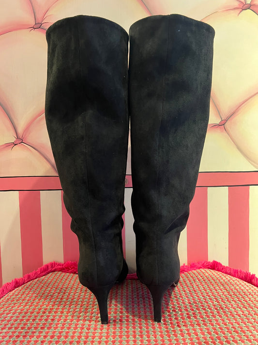 Stivale eco suede open toe