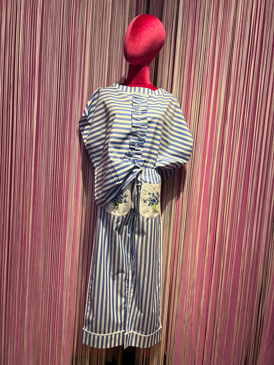 Miki Thumb completo blusa e pantalone a righe azzurro e bianco