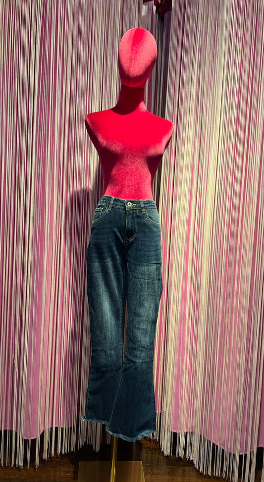 Mon amour Paris jeans denim scuro sfrangiato