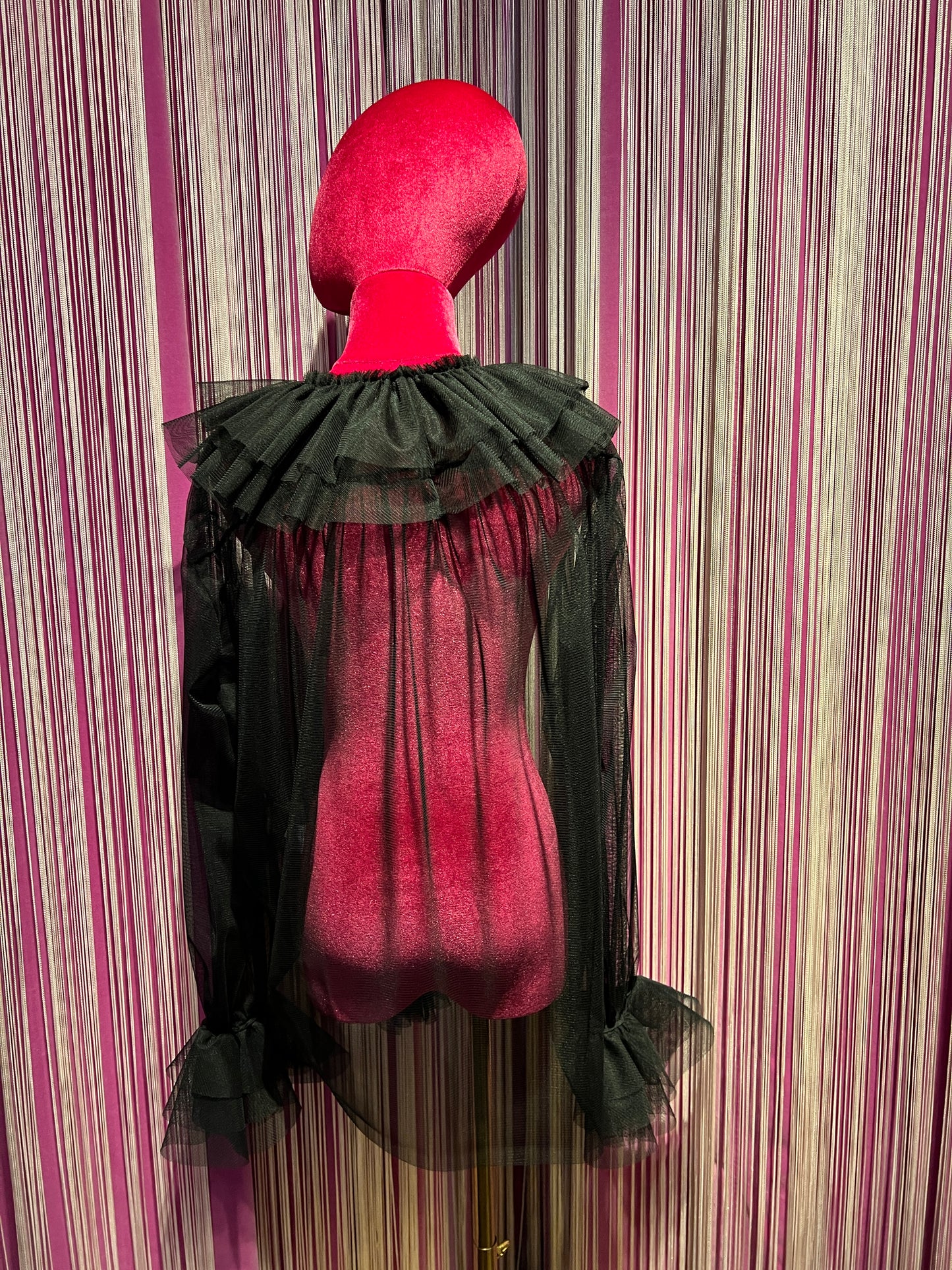 Rue-bisquit blusa manica lunga con rouge tulle nera