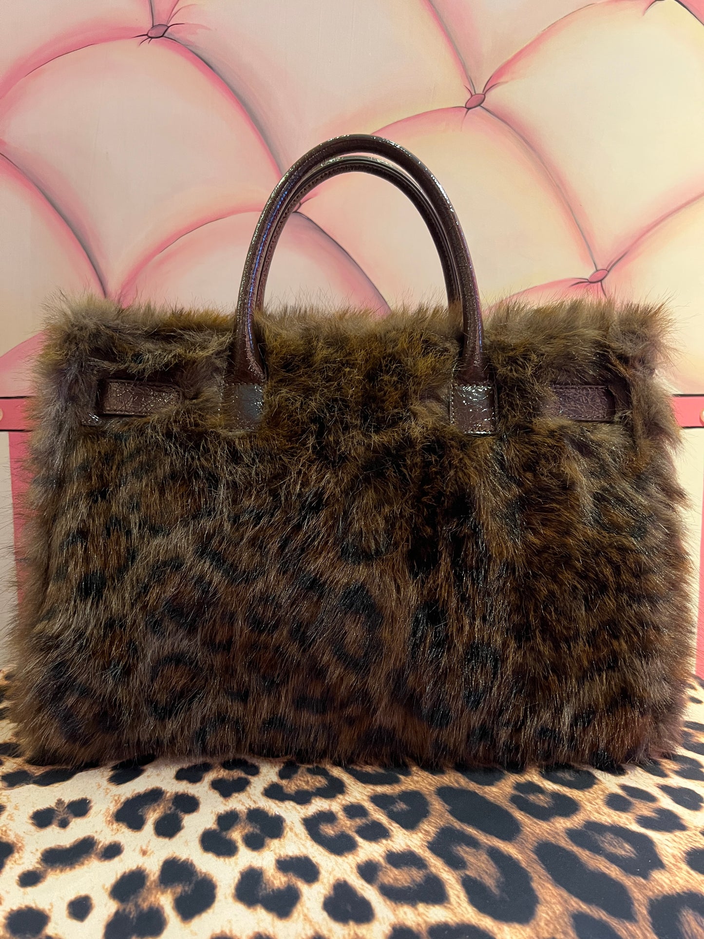 Rue Madam Paris borsa ecopelliccia leopardata due manici con tracolla Alaska tote