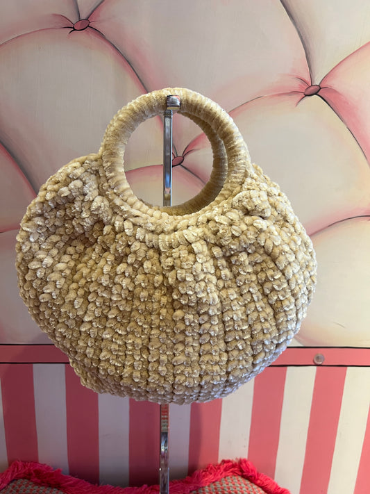 Love & roses borsa tricot ciniglia crema con tracollina