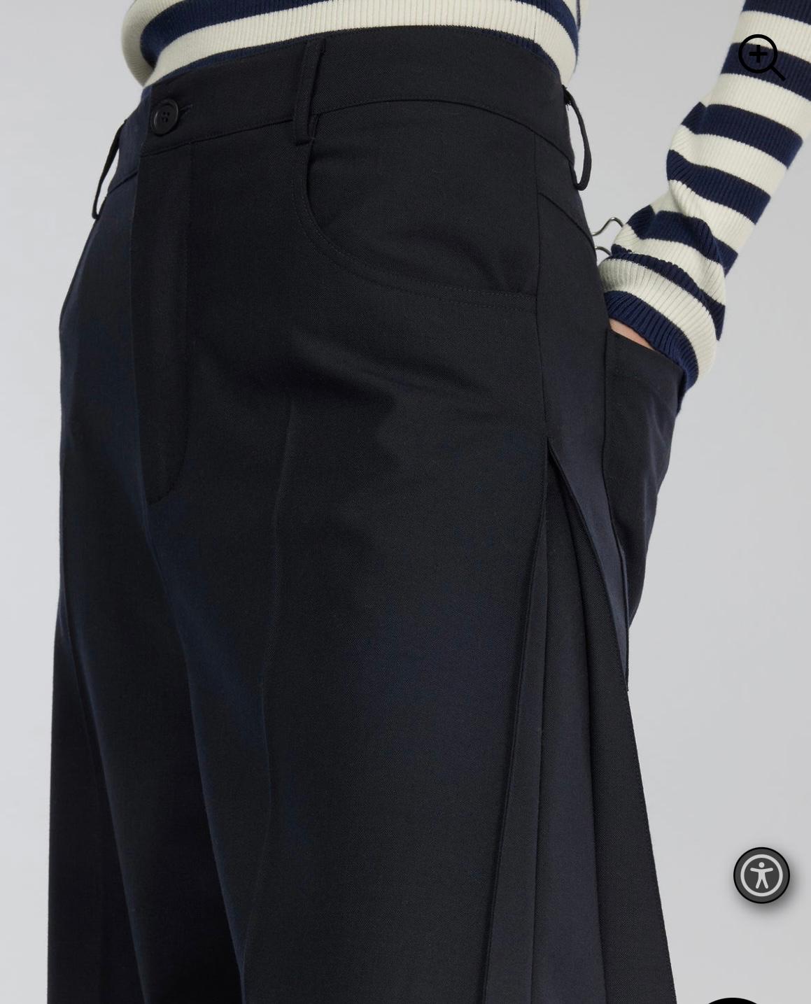 Semicouture pantalone in fresco lana nero quattro tasche gamba ampia Daria
