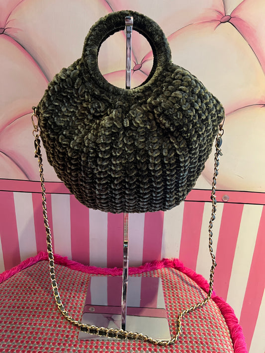 Love & roses borsa tricot verde oliva con tracolla