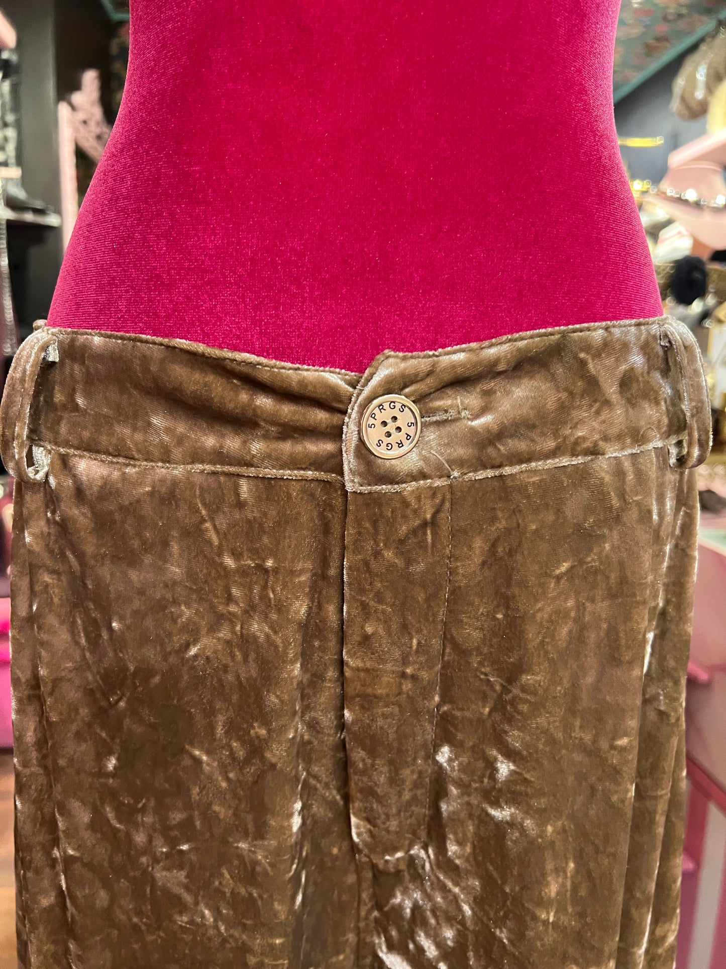 5 Progress completo velvet caramello giacca con spille e pantalone cargo