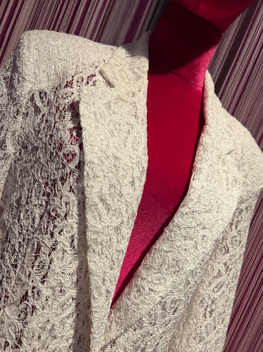 Mon amour Paris blazer pizzo e paillettes bianco