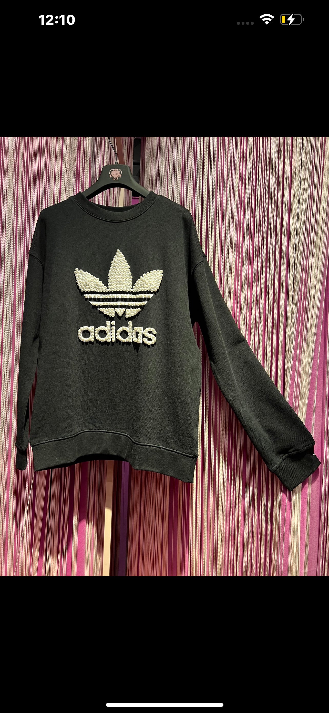 Adidas completo tuta nera felpa e pantalone logo perle