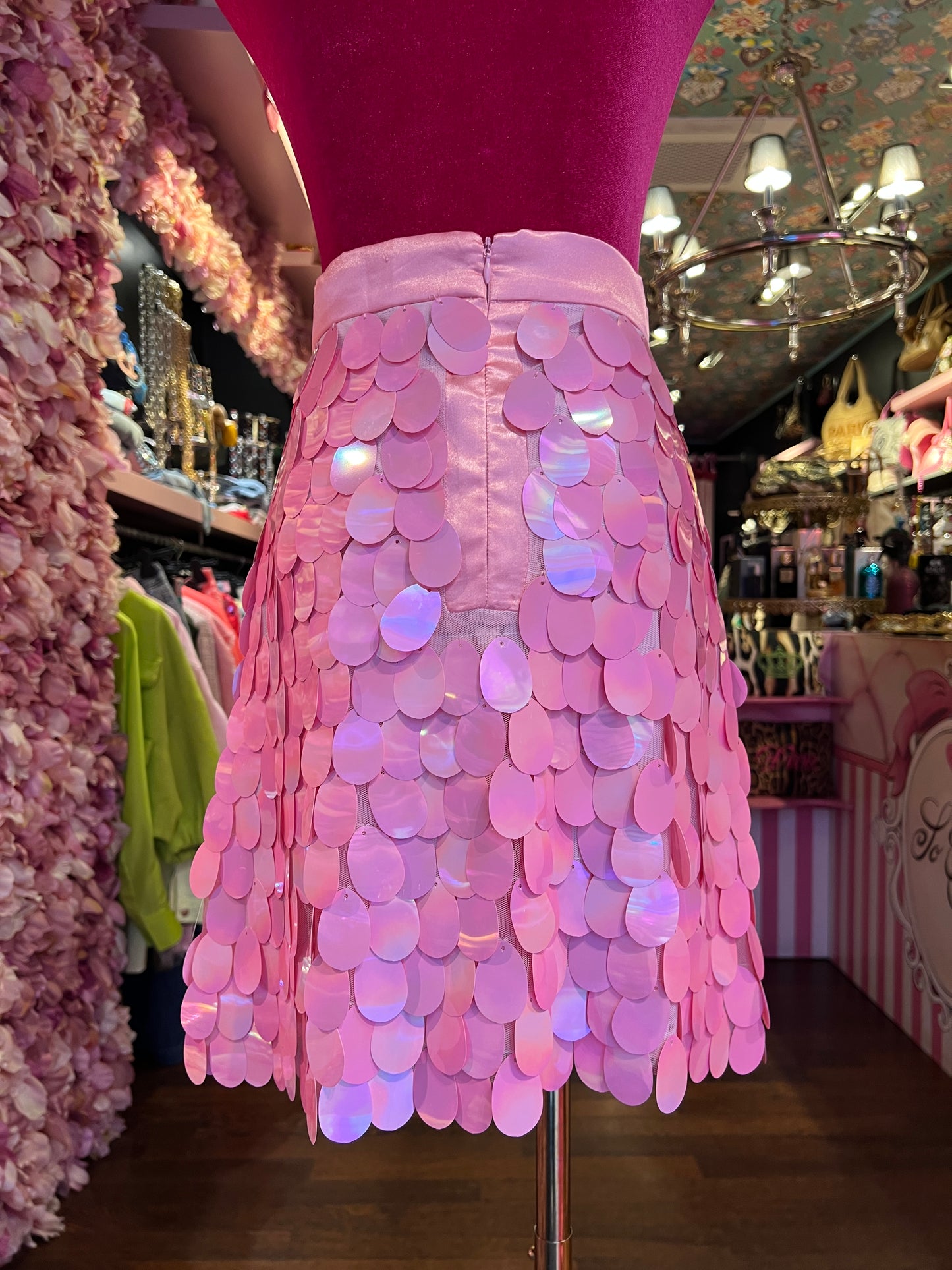 Le Cruel mini gonna paillettes grandi rosa