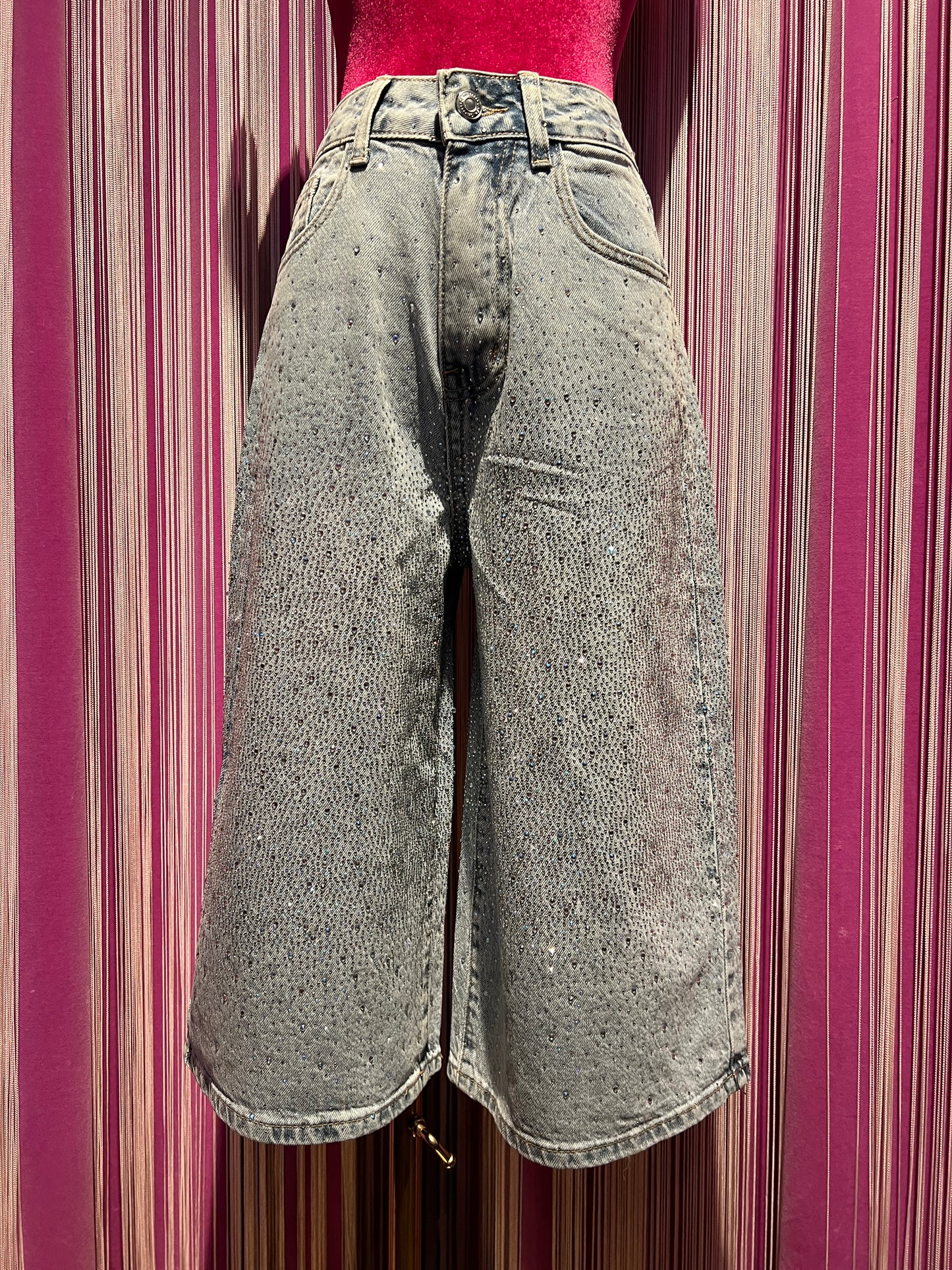 The Room -50% di sconto bermuda denim decorazioni cristalli
