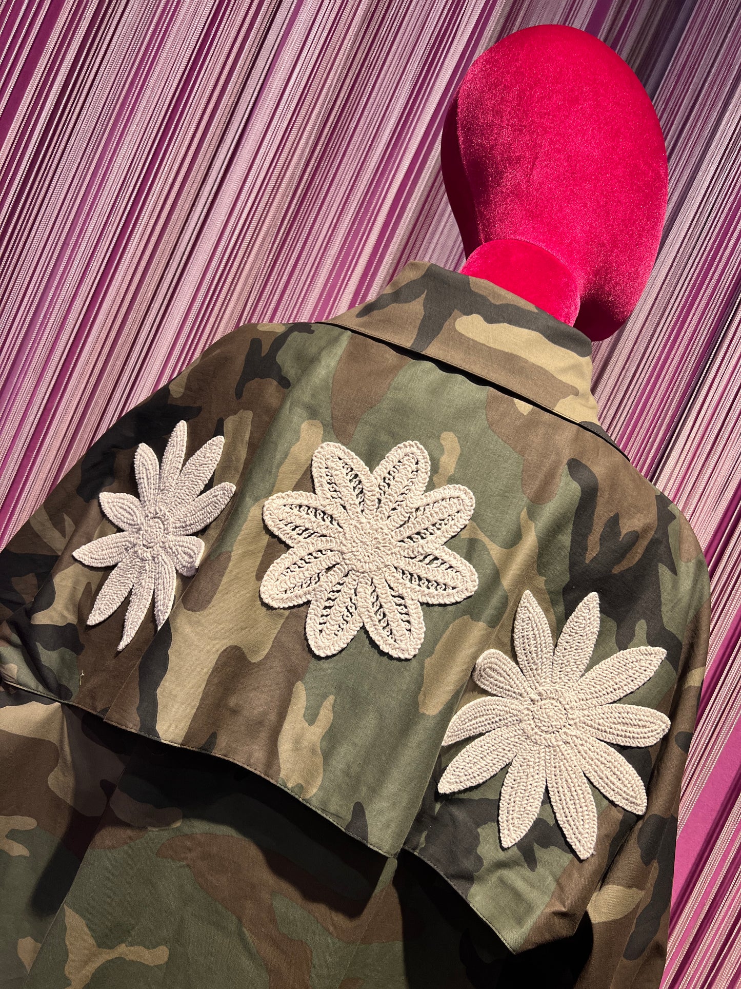 5 Progress giacca camouflage con fiori crochet