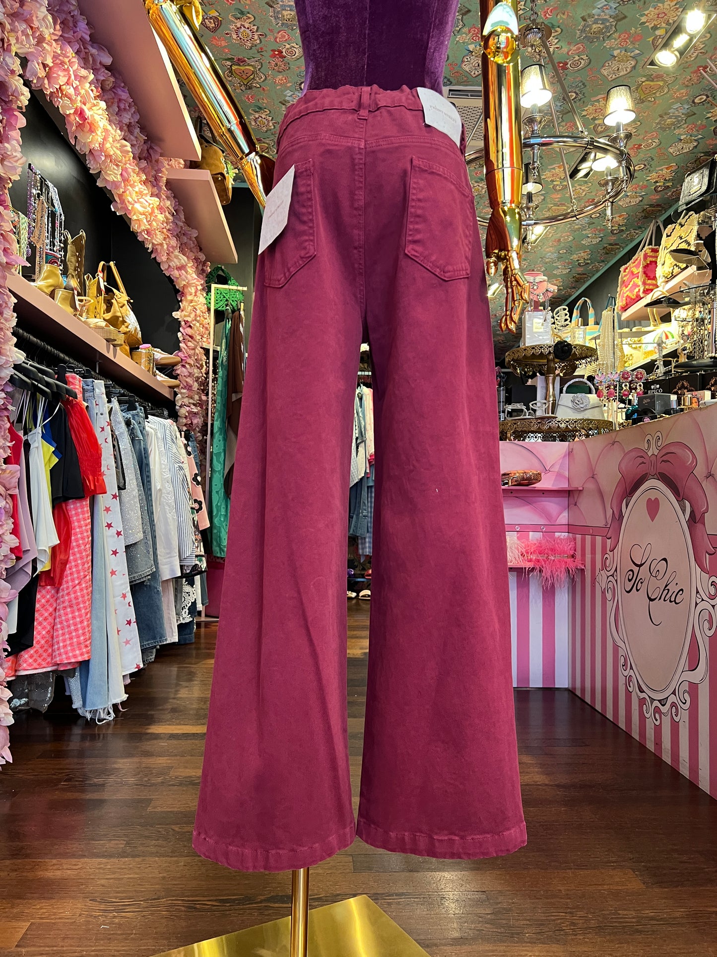 Front street pantalone con laccetto amaranto vestibilita’ ampia