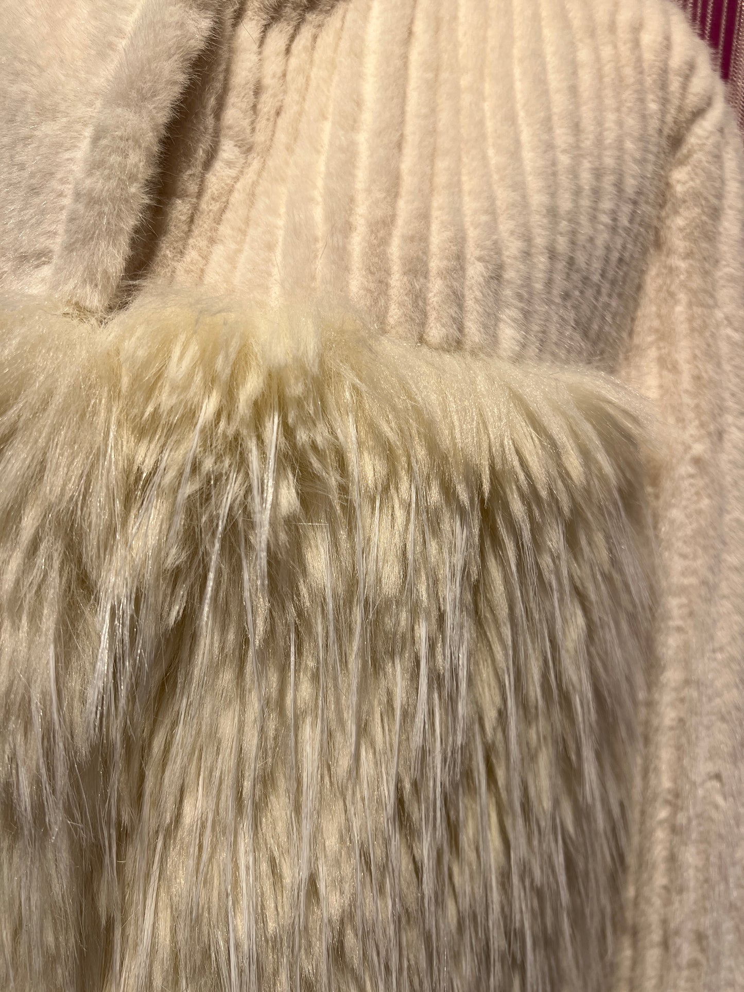 Uncommon giacca cappotto ecopelliccia panna