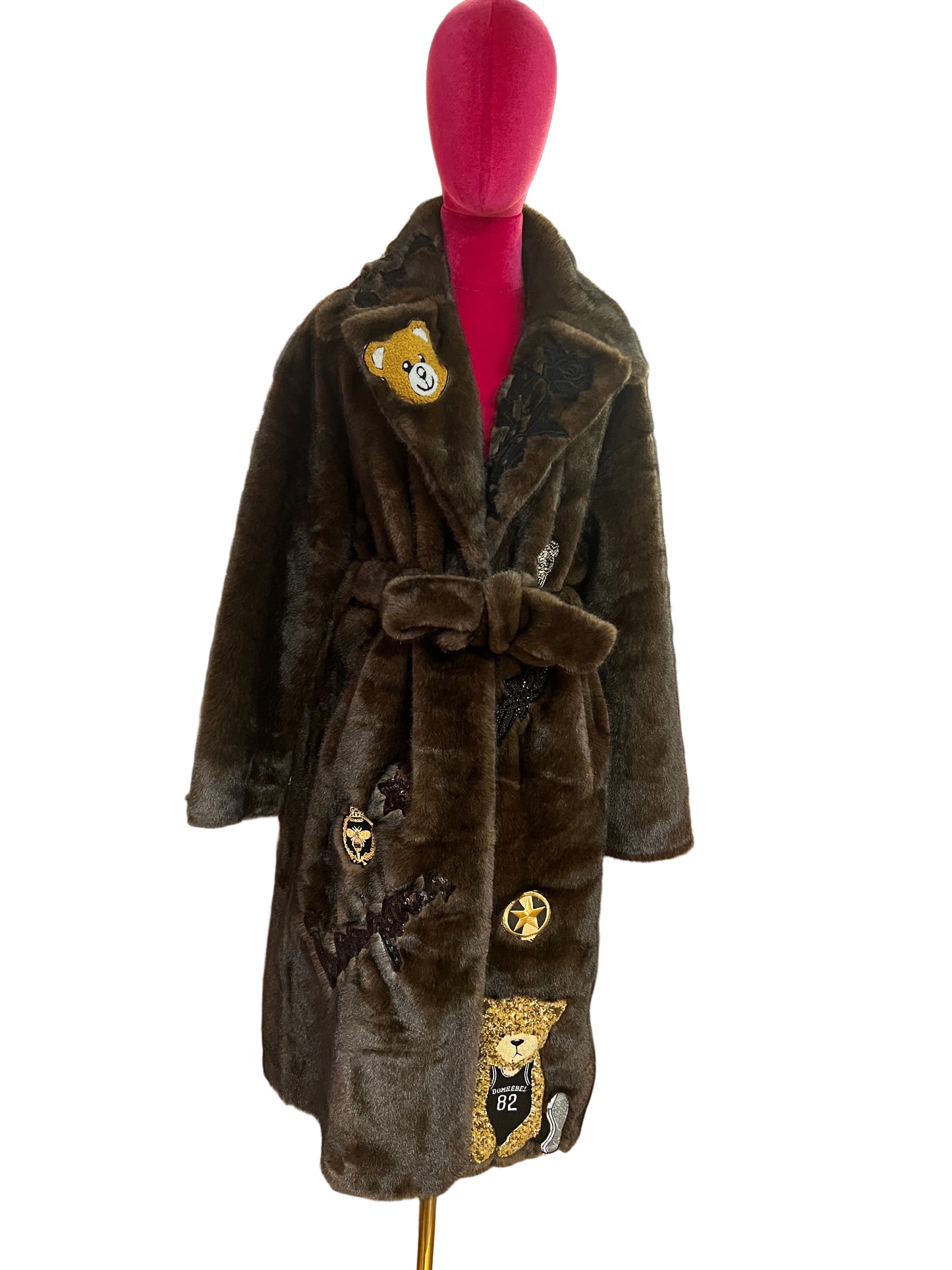 ABpink🩷 eco visone marrone con patch teddy