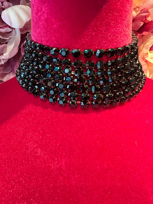 Choker cristalli 7 fili neri