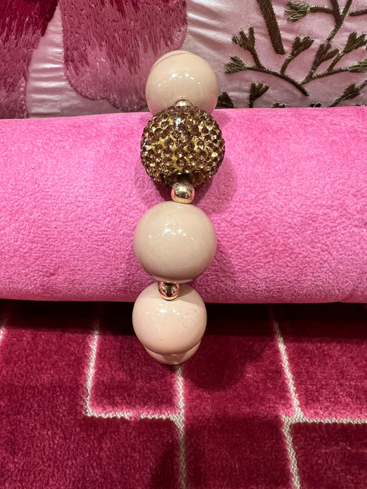 Bracciale con boulle strass e beige
