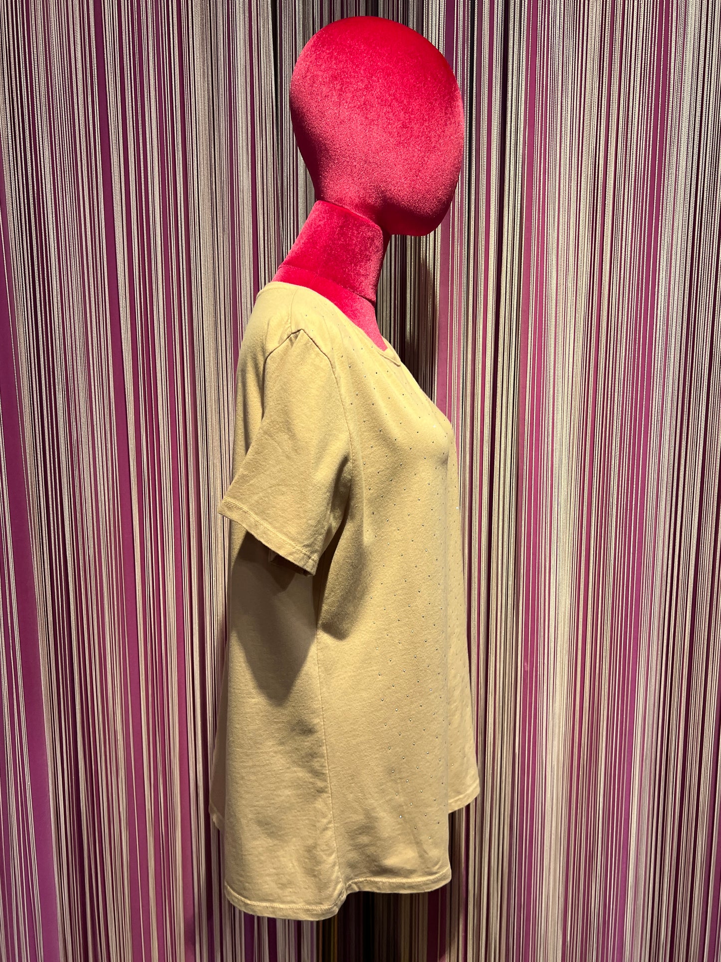 The room t shirt cotone nocciola pois cristalli