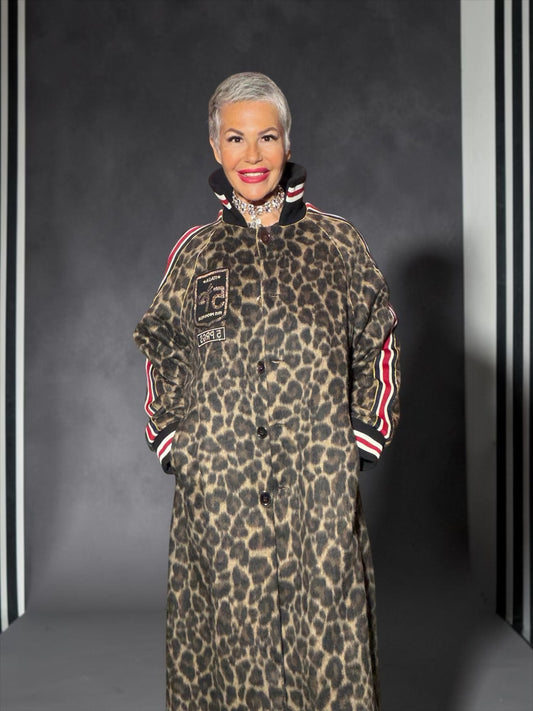 5 Progress cappotto lungo maculato con patch di paillettes