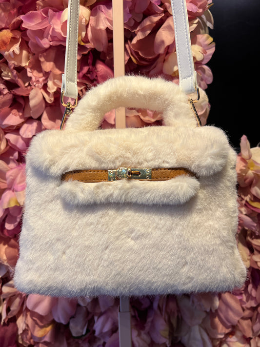 Show-up Milano borsa ecopelliccia ed ecopelle con tracolla, colore bianco