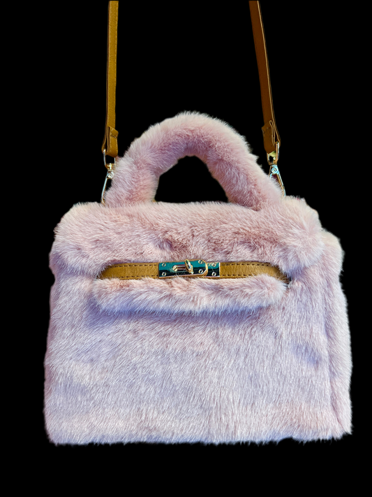 Snow-up Milano borsa ecopelliccia ed ecopelle, con tracolla colore rosa cipria