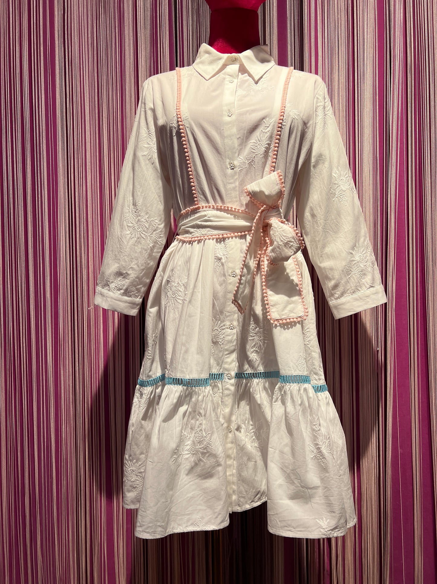 Sincere Paris -50% di sconto abito midi cotone bianco manica 3/4