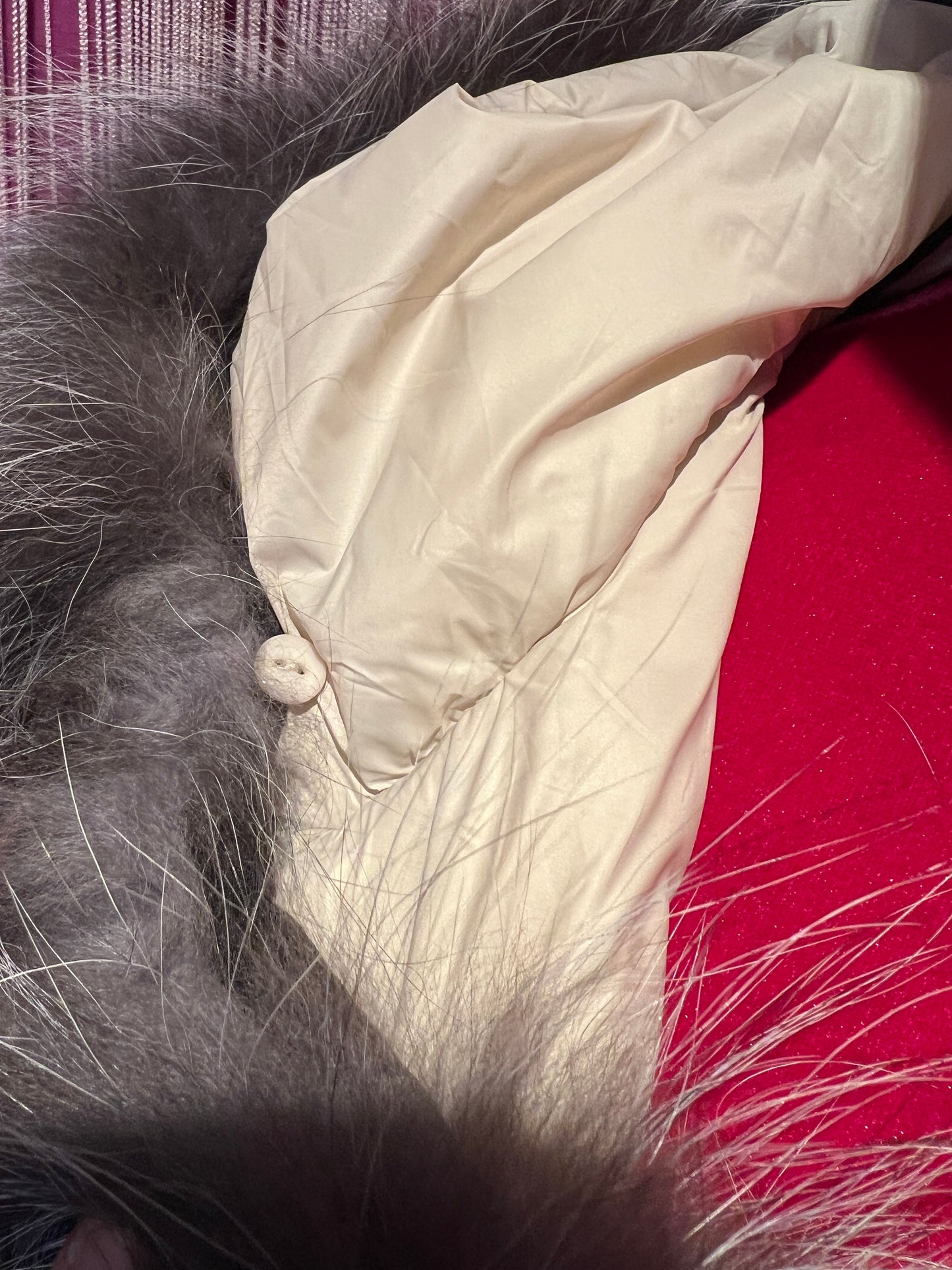 The room piumino lungo piuma d’oca con cappuccio,collo pelliccia rimovibile