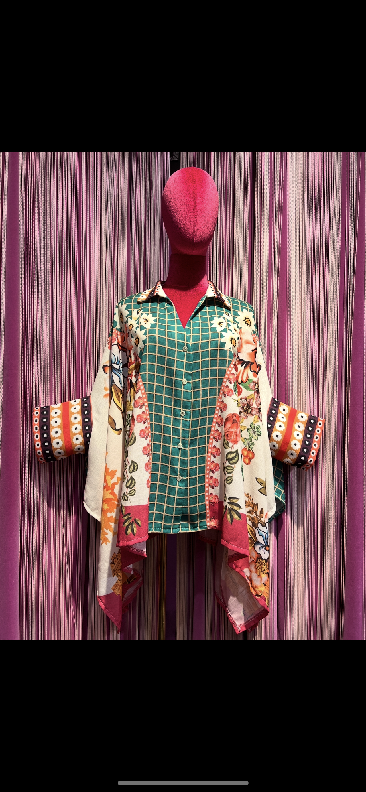 Love & roses -30% di sconto camicia kimono oversize fantasia floreale e quadri