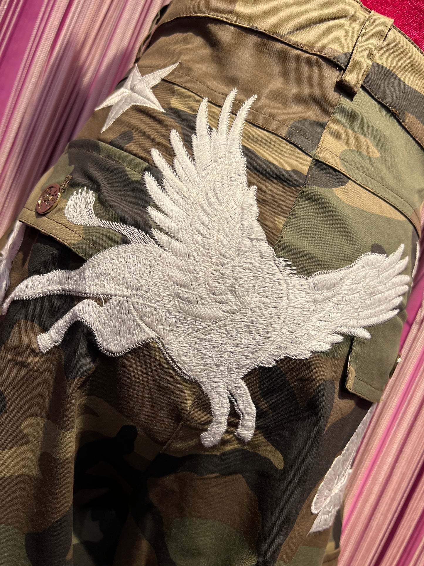 5 Progress pantalone cargo camouflage con patch tattoo