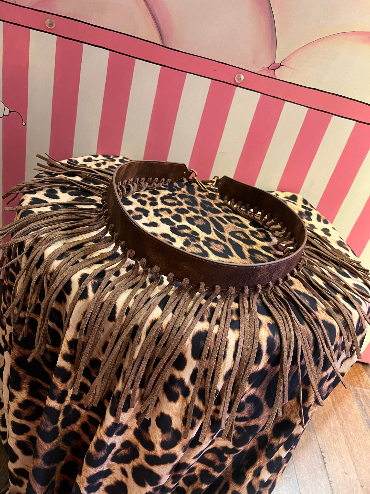 Rue Madam Paris tracolla vintage marrone con frange
