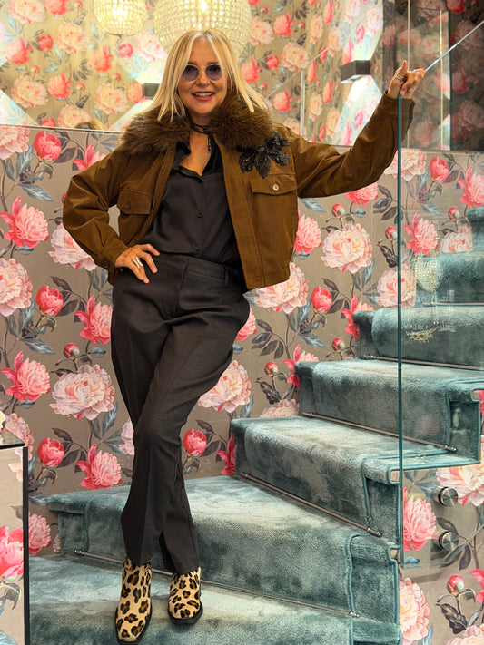 Semicouture pantalone in flanella modello cavallerizza