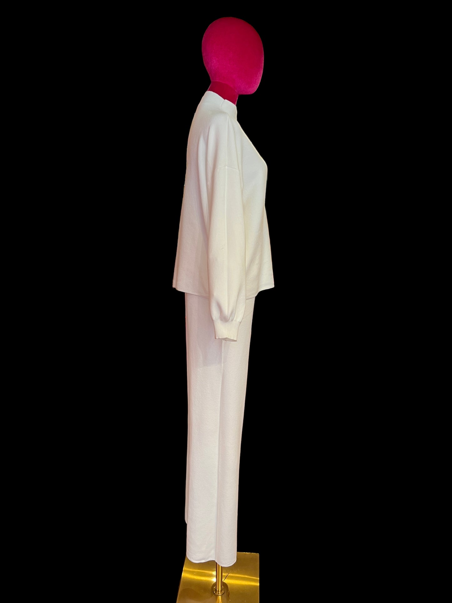 The room completo 3 pezzi panna , tuta in maglia con gilet ecopelliccia