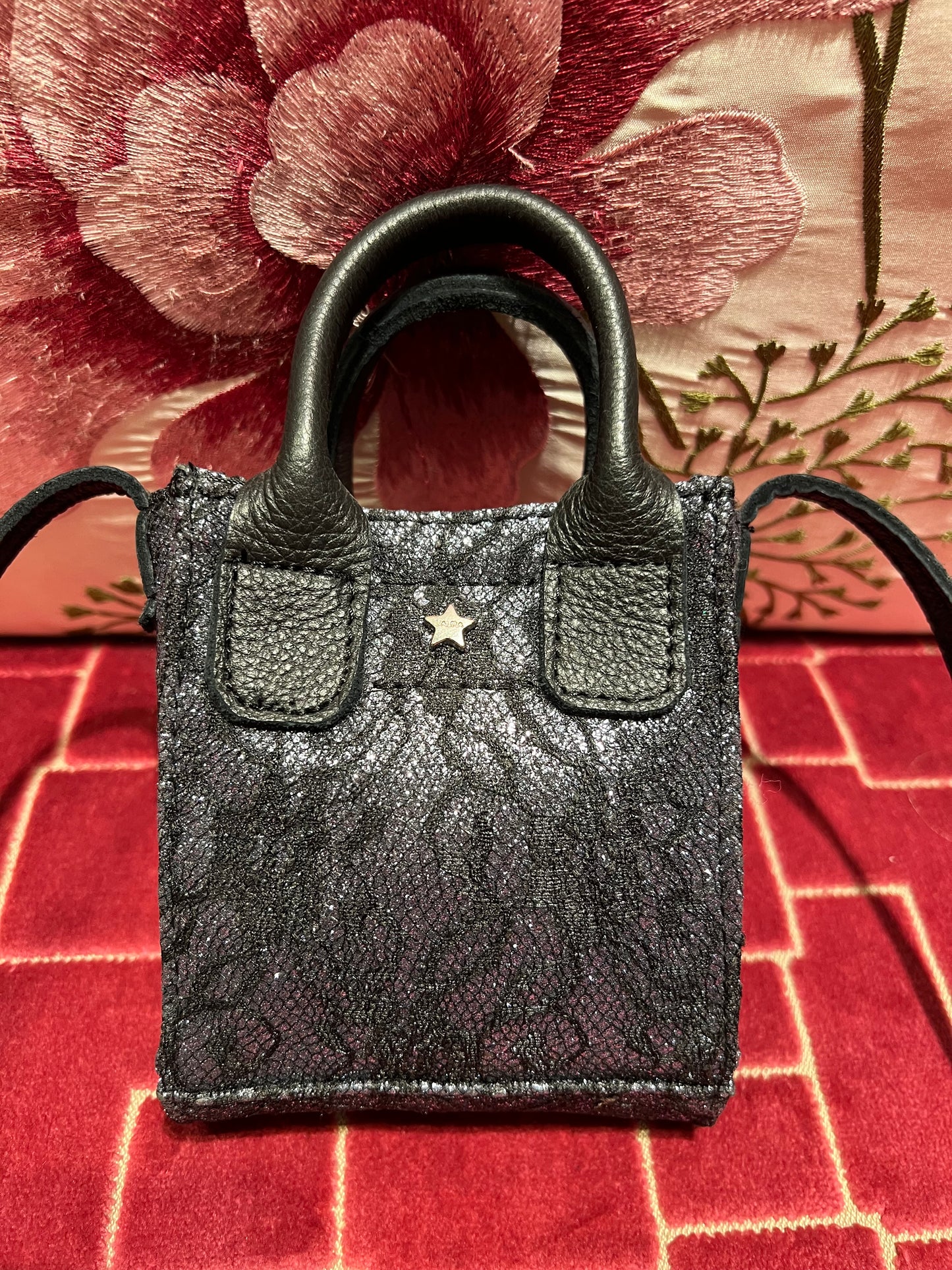 L’aura tracollina small nero glitter