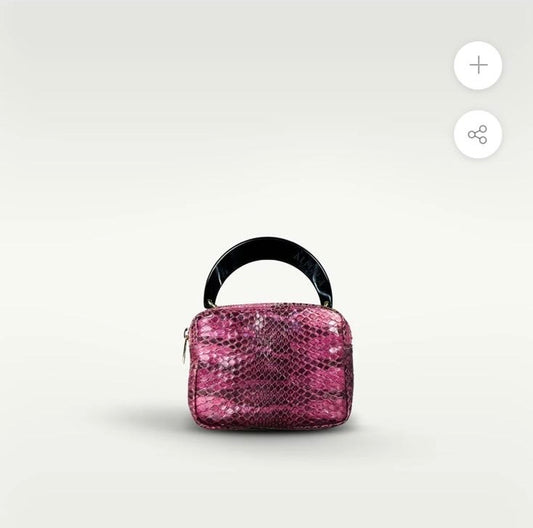 Almala sconto 20% borsa rettile fucsia manico resina con tracolla in metallo