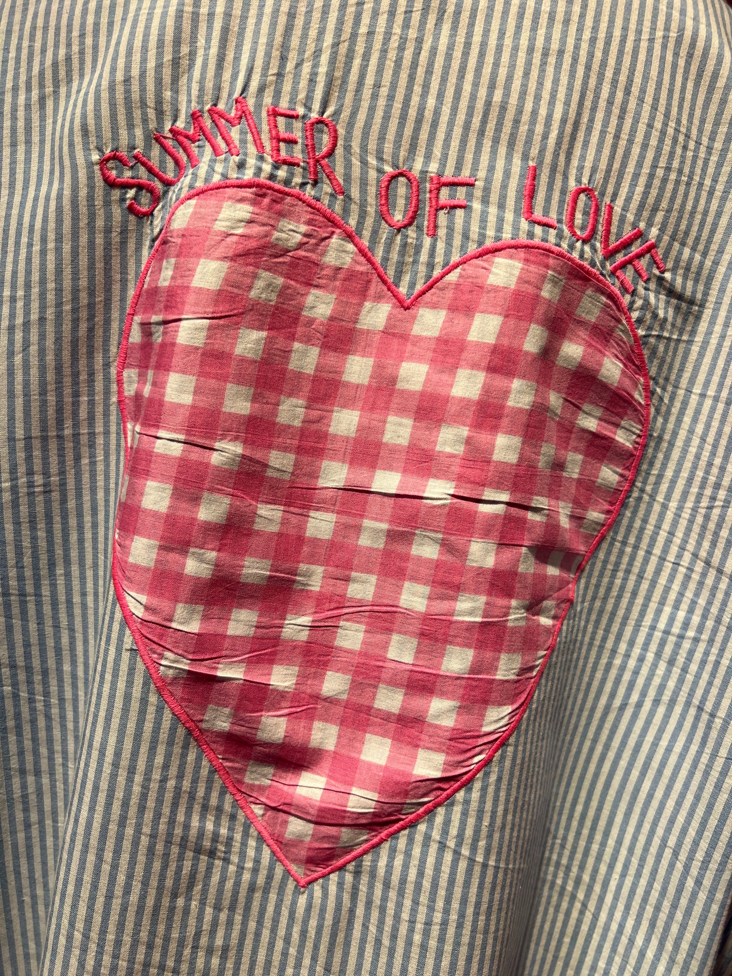 Mon amour Paris camicia righe celesti colletto e polsi a quadretti rosa e bianco che n ciliegie