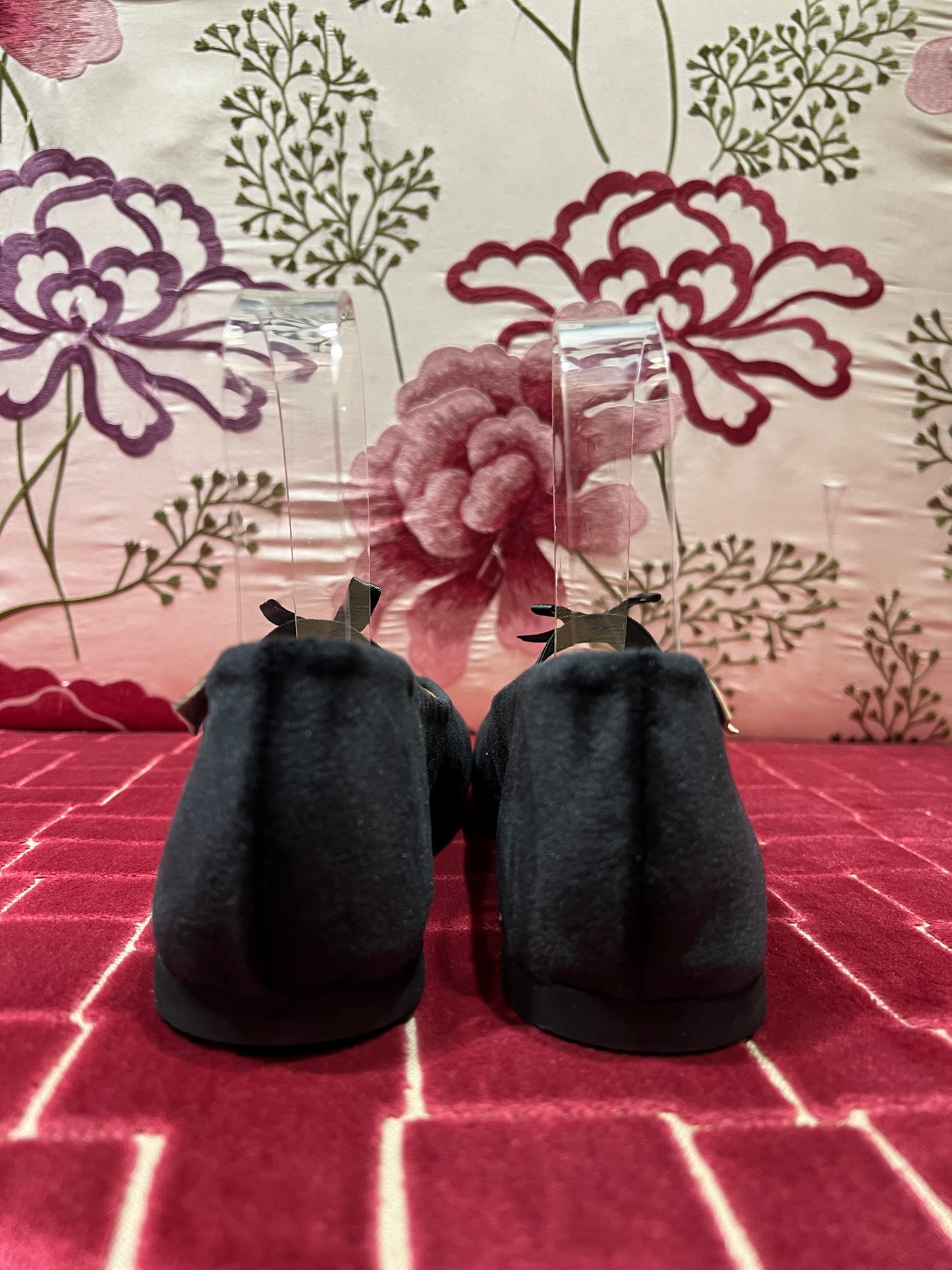 Passion Blanche ballerina punta tonda velluto nero cinturino elastico con fiocco