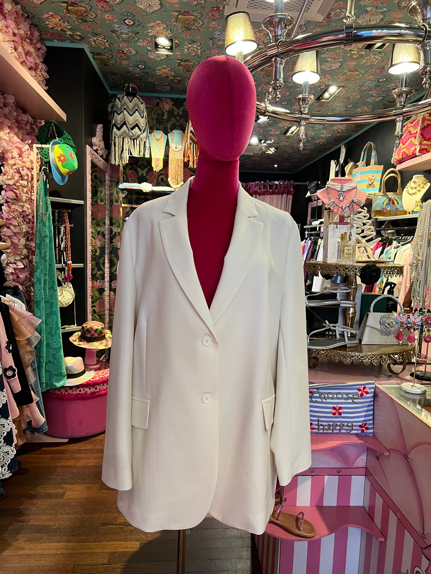 Semicouture giacca panna con cinta Christiana