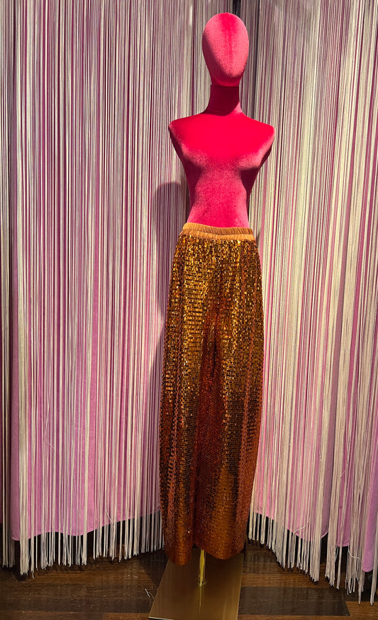 Dahlo pantalone a palazzo di paillettes ruggine